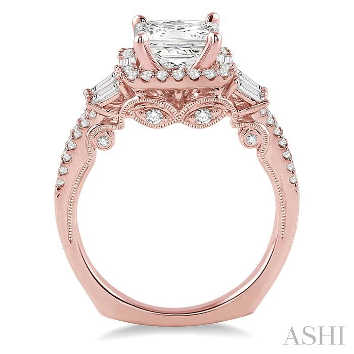 3/4 Ctw Diamond Semi-Mount Engagement Ring in 14K Rose Gold