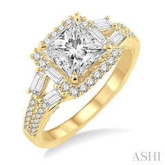 3/4 Ctw Diamond Semi-Mount Engagement Ring in 14K Yellow Gold