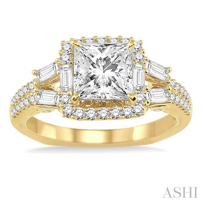 3/4 Ctw Diamond Semi-Mount Engagement Ring in 14K Yellow Gold