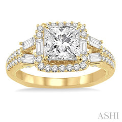 3/4 Ctw Diamond Semi-Mount Engagement Ring in 14K Yellow Gold