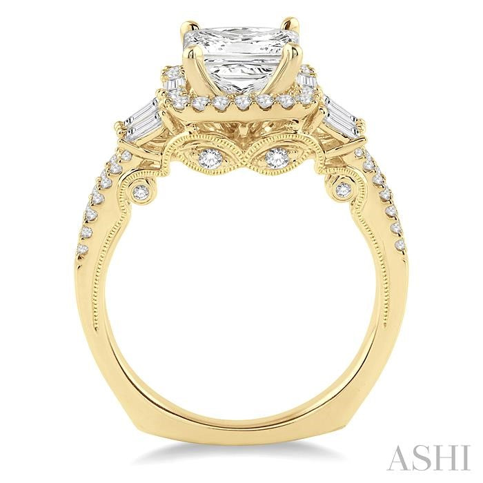 3/4 Ctw Diamond Semi-Mount Engagement Ring in 14K Yellow Gold