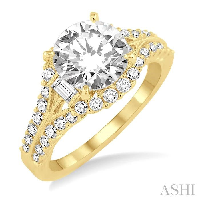 1/2 Ctw Diamond Semi-Mount Engagement Ring in 14K Yellow Gold