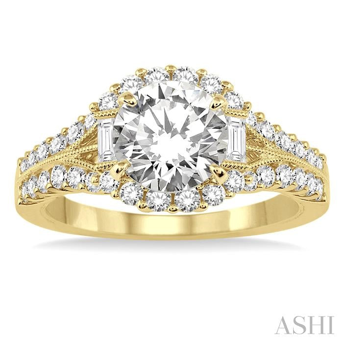 1/2 Ctw Diamond Semi-Mount Engagement Ring in 14K Yellow Gold