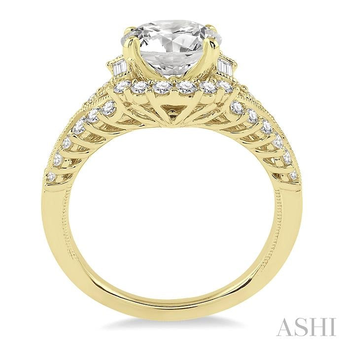 1/2 Ctw Diamond Semi-Mount Engagement Ring in 14K Yellow Gold