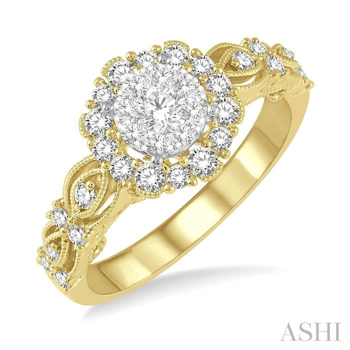 3/4 Ctw Diamond Lovebright Ring in 14K Yellow and White Gold