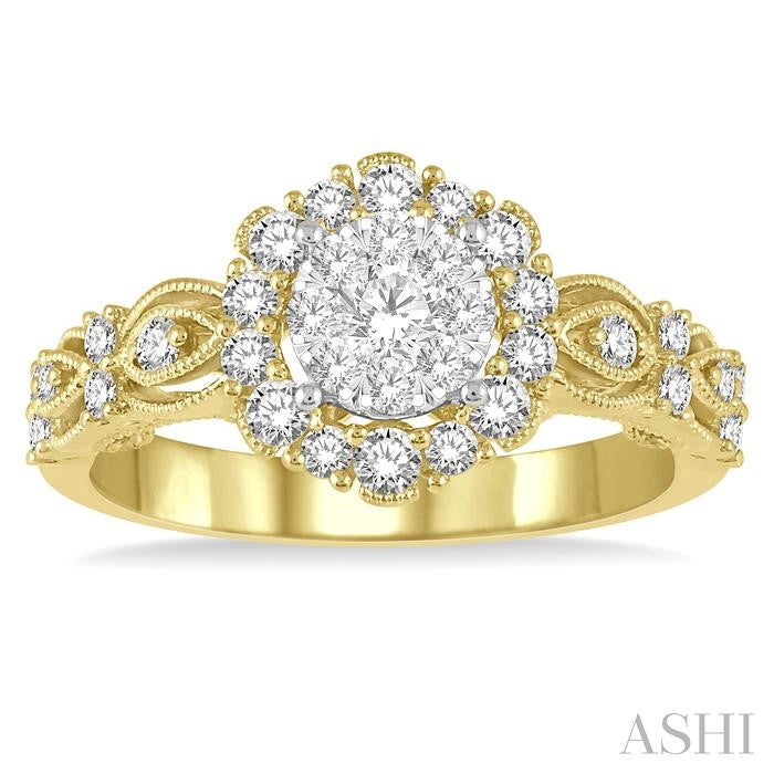 3/4 Ctw Diamond Lovebright Ring in 14K Yellow and White Gold