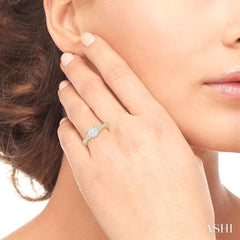 5/8 Ctw Round Shape Lovebright Diamond Cluster Ring in 14K Yellow and White Gold