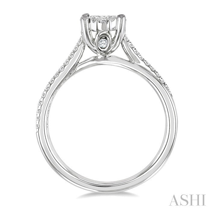 1/2 Ctw Round Shape Lovebright Split Criss Cross Round Cut Diamond Engagement Ring in 14K White Gold