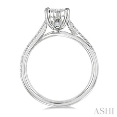 1/2 Ctw Round Shape Lovebright Split Criss Cross Round Cut Diamond Engagement Ring in 14K White Gold