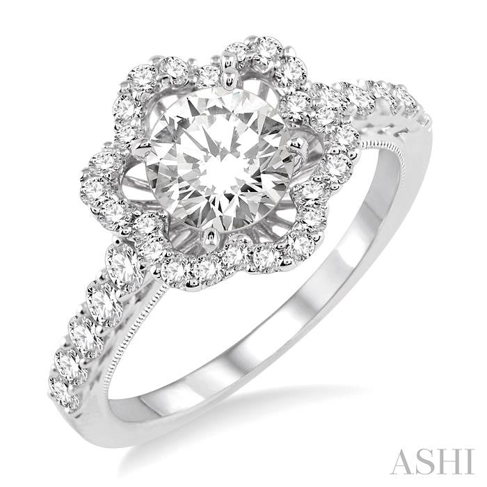5/8 Ctw Diamond Semi-Mount Engagement Ring in 14K White Gold