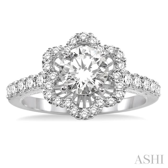 5/8 Ctw Diamond Semi-Mount Engagement Ring in 14K White Gold