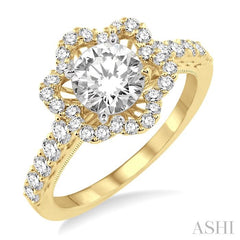5/8 Ctw Diamond Semi-Mount Engagement Ring in 14K Yellow Gold