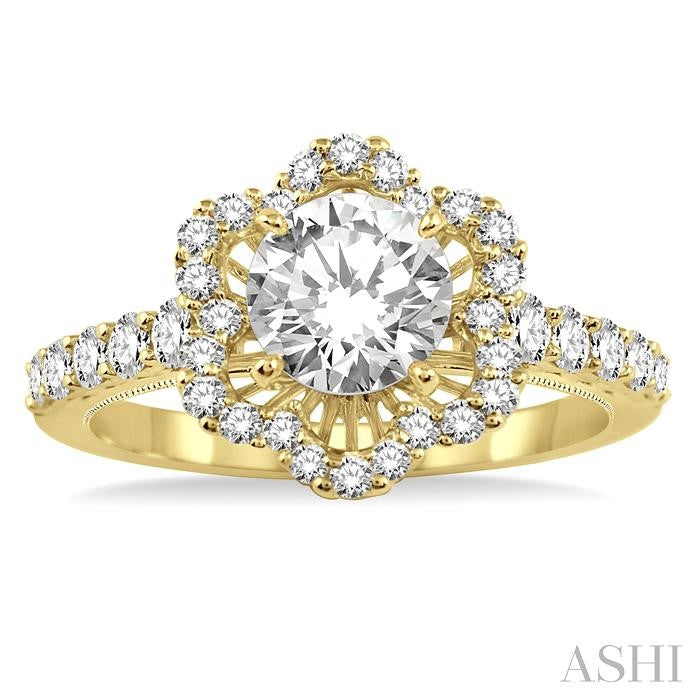 5/8 Ctw Diamond Semi-Mount Engagement Ring in 14K Yellow Gold