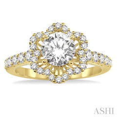 5/8 Ctw Diamond Semi-Mount Engagement Ring in 14K Yellow Gold