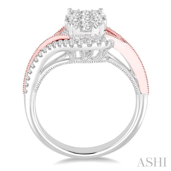 3/4 Ctw Diamond Lovebright Ring in 14K White and Rose Gold