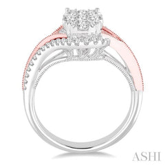 3/4 Ctw Diamond Lovebright Ring in 14K White and Rose Gold