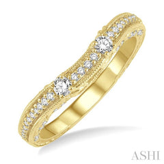 1/3 Ctw Carved Round Cut Diamond Wedding Band in 14K Yellow Gold