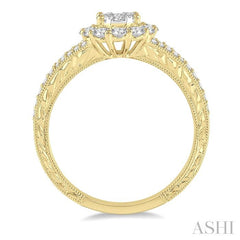 3/4 Ctw Oval Shape Lovebright Diamond Cluster Ring in 14K Yellow and White Gold