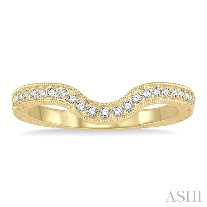 1/6 Ctw U-Shape Round Cut Diamond Wedding Band in 14K Yellow Gold