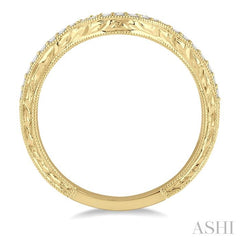 1/6 Ctw U-Shape Round Cut Diamond Wedding Band in 14K Yellow Gold