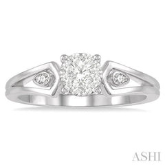 1/4 Ctw Round Shape Split Shank Lovebright Diamond Cluster Ring in 14K White Gold