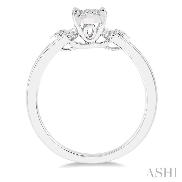 1/4 Ctw Round Shape Split Shank Lovebright Diamond Cluster Ring in 14K White Gold