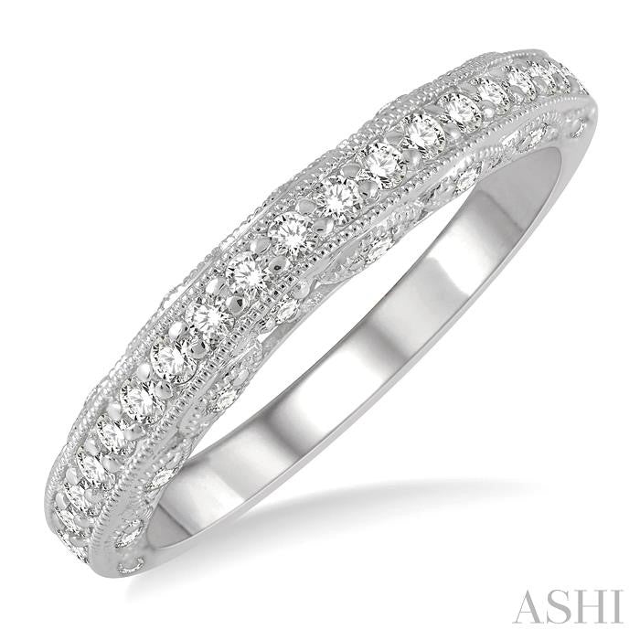 3/8 Ctw Lattice Round Cut Diamond Wedding Band in 14K White Gold