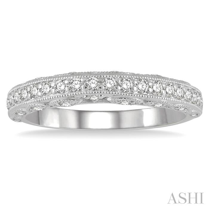 3/8 Ctw Lattice Round Cut Diamond Wedding Band in 14K White Gold