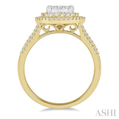 3/4 Ctw Circular Split Shank Lovebright Round Cut Diamond Ring in 14K Yellow and White Gold