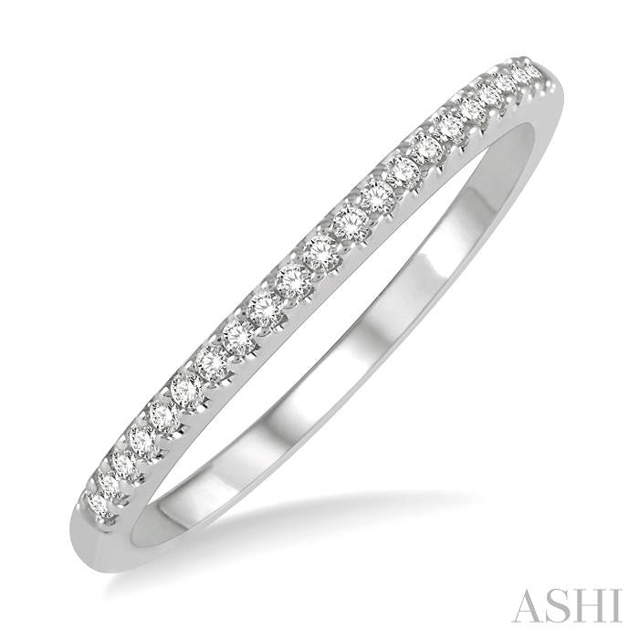 1/10 Ctw Round Cut Diamond Wedding Band in 14K White Gold
