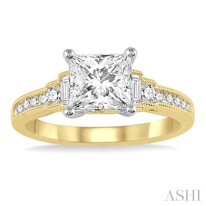 1/3 Ctw Diamond Semi-Mount Engagement Ring in 14K Yellow and White Gold
