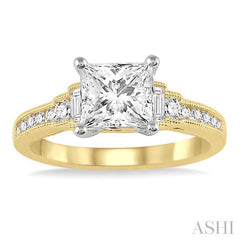 1/3 Ctw Diamond Semi-Mount Engagement Ring in 14K Yellow and White Gold