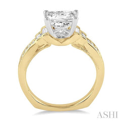 1/3 Ctw Diamond Semi-Mount Engagement Ring in 14K Yellow and White Gold