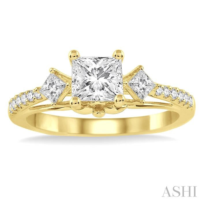 1/3 Ctw Diamond Semi-Mount Engagement Ring in 14K Yellow Gold