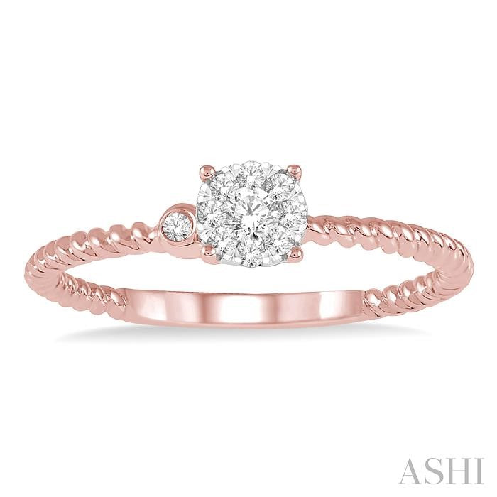 1/6 Ctw Round Shape Diamond Lovebright Ring in 14K Rose and White Gold