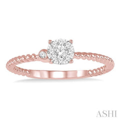 1/6 Ctw Round Shape Diamond Lovebright Ring in 14K Rose and White Gold