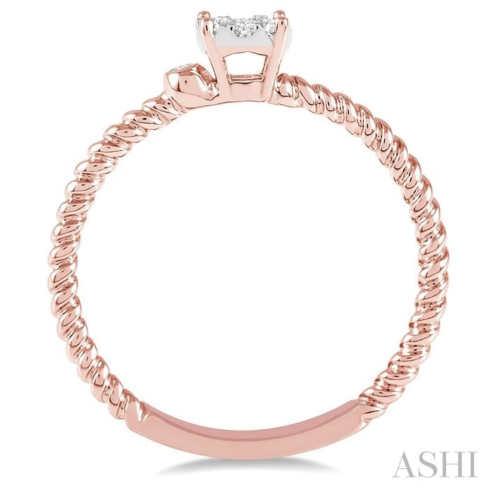 1/6 Ctw Round Shape Diamond Lovebright Ring in 14K Rose and White Gold