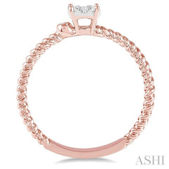 1/6 Ctw Round Shape Diamond Lovebright Ring in 14K Rose and White Gold