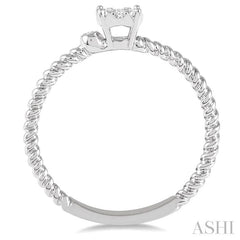 1/6 Ctw Round Shape Diamond Lovebright Ring in 14K White Gold