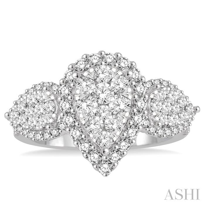1 1/3 Ctw Diamond Lovebright Ring in 14K White Gold