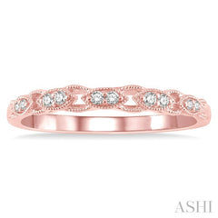 1/10 Ctw Marquise Shape Lattice Round Cut Diamond Wedding Band in 14K Rose Gold
