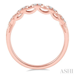 1/10 Ctw Marquise Shape Lattice Round Cut Diamond Wedding Band in 14K Rose Gold