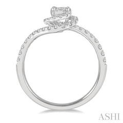 1/2 Ctw Bypass Lovebright Round Cut Diamond Cluster Ring in 14K White Gold