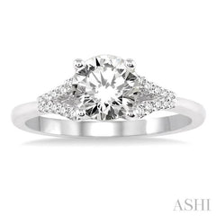 1/2 Ctw Diamond Engagement Ring with 1/3 Ct Round Cut Center Stone in 14K White Gold