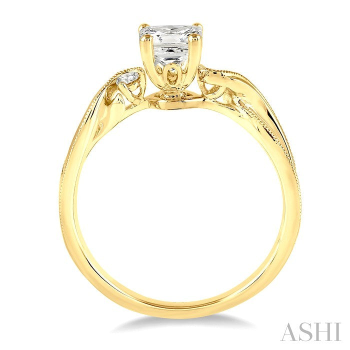 3/8 Ctw Diamond Engagement Ring with 1/3 Ct Princess Cut Center Stone in 14K Yellow Gold