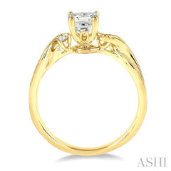 3/8 Ctw Diamond Engagement Ring with 1/3 Ct Princess Cut Center Stone in 14K Yellow Gold