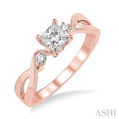 1/20 Ctw Diamond Semi-Mount Engagement Ring in 14K Rose Gold