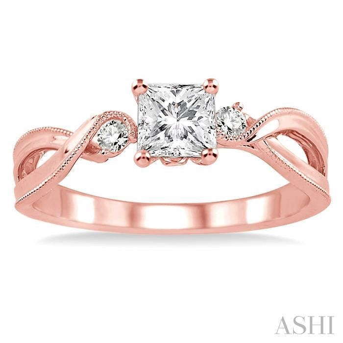 1/20 Ctw Diamond Semi-Mount Engagement Ring in 14K Rose Gold