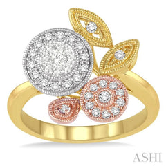 1/2 Ctw Diamond Lovebright Ring in 14K Tri Color Gold