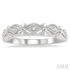 1/20 Ctw Diamond Shape Mount Round Cut Diamond Wedding Band in 14K White Gold